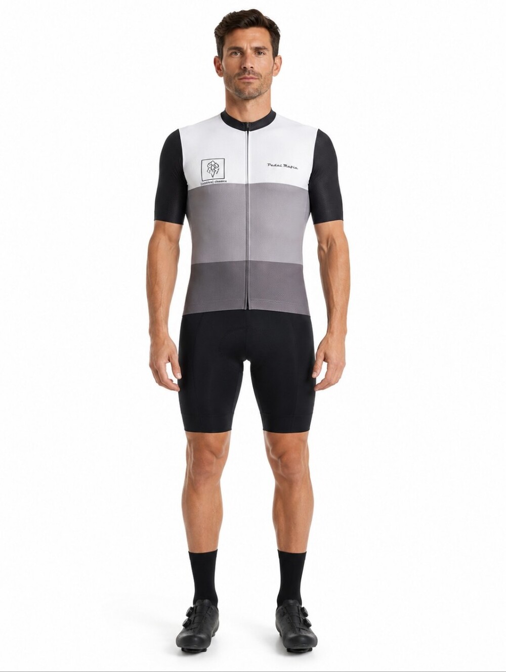 Pedal Mafia Cobbles Classics Cycling Jersey 3XL Full Zip Gray Black Road Bike